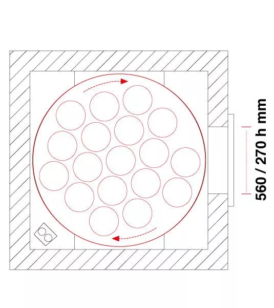 Gas Pizzaofen Pavesi PVP 150 | Backfläche rotierend | 14 bis 18 Pizzen | B1900 x T1950 x H1900 mm